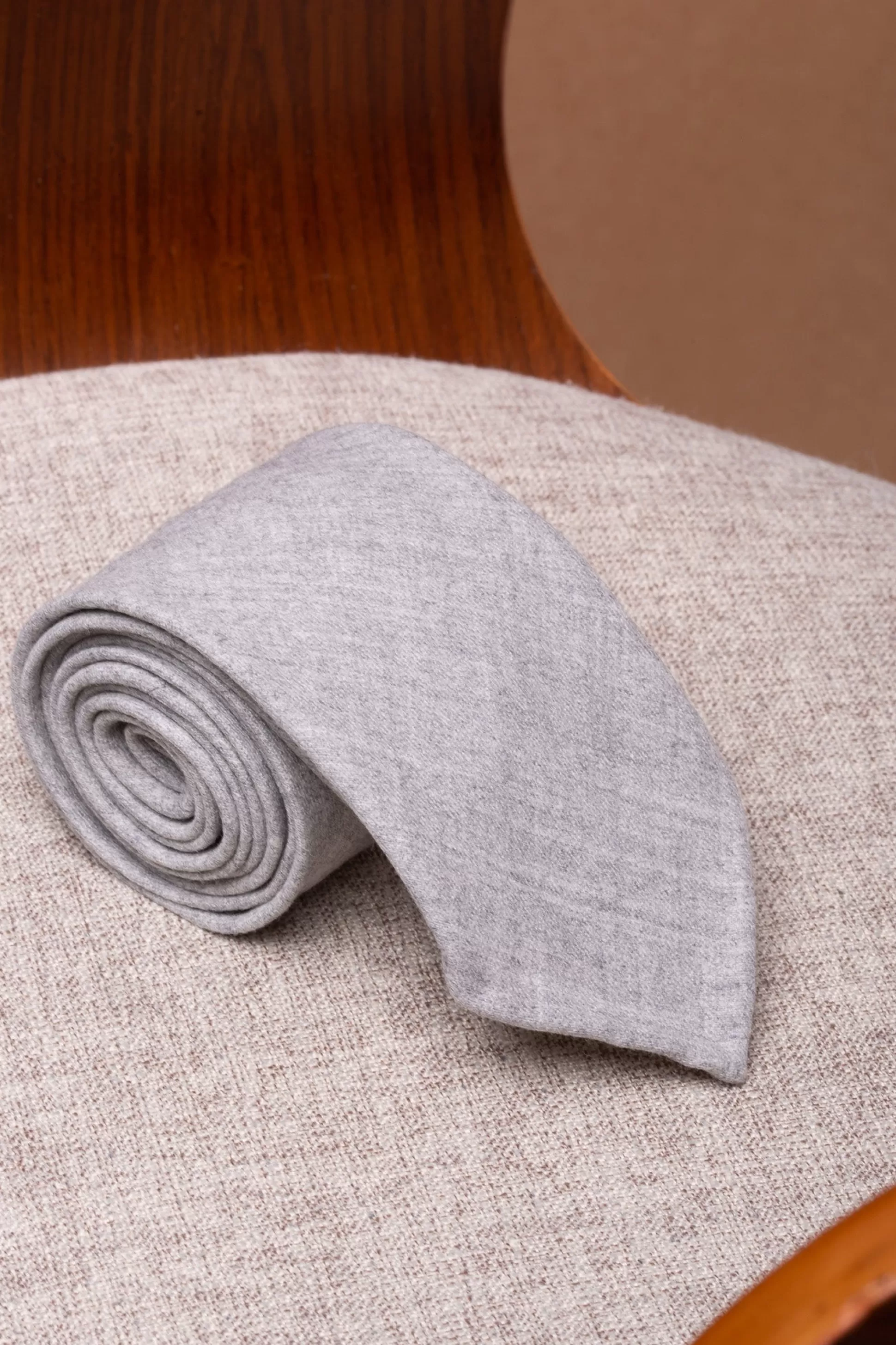 Light Grey Flannel Tie - Hand Made In Italy | Pini Parma Shop