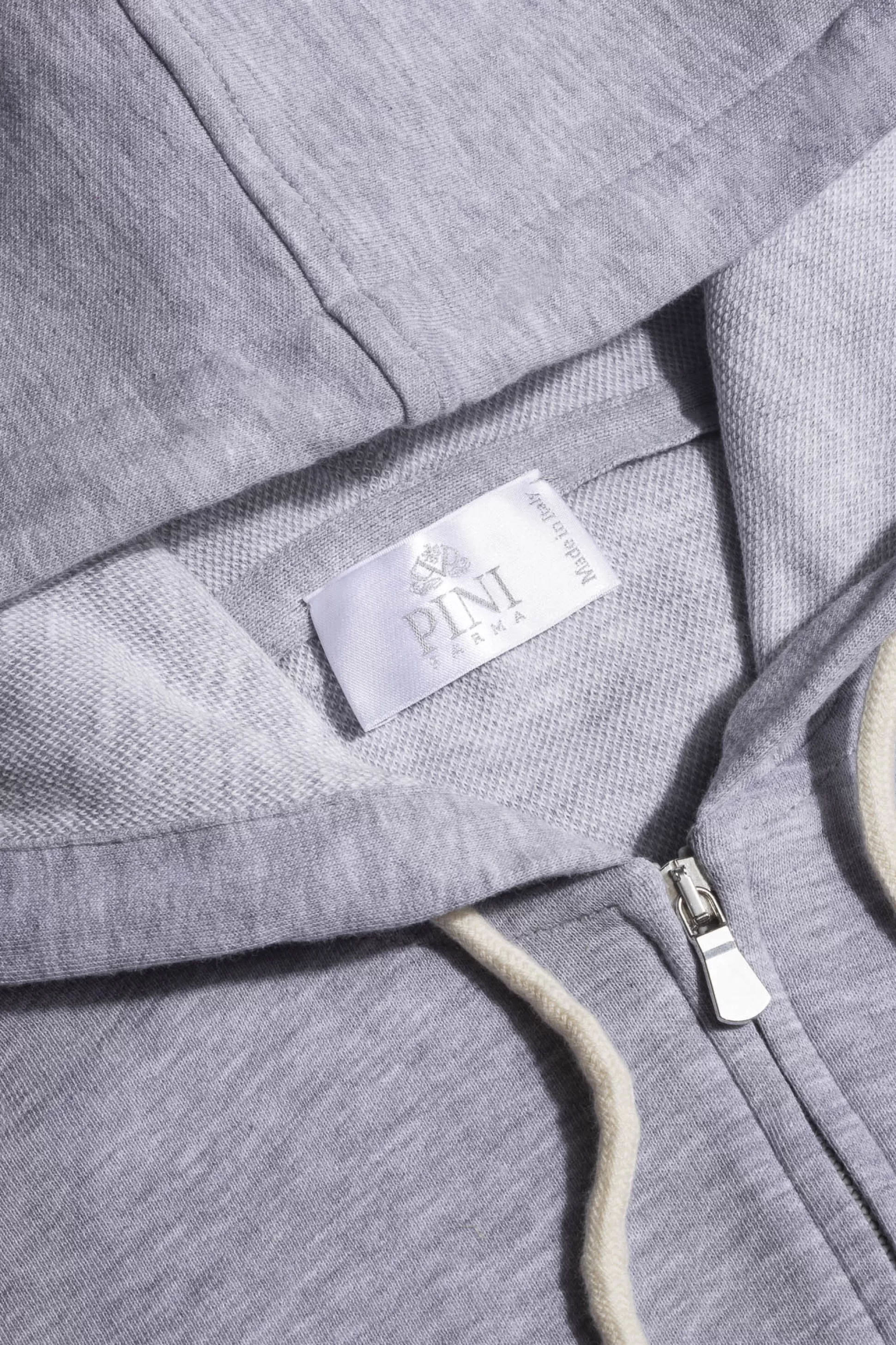 Light Grey Leisure Zip Hoodie - Made In Italy | Pini Parma Hot