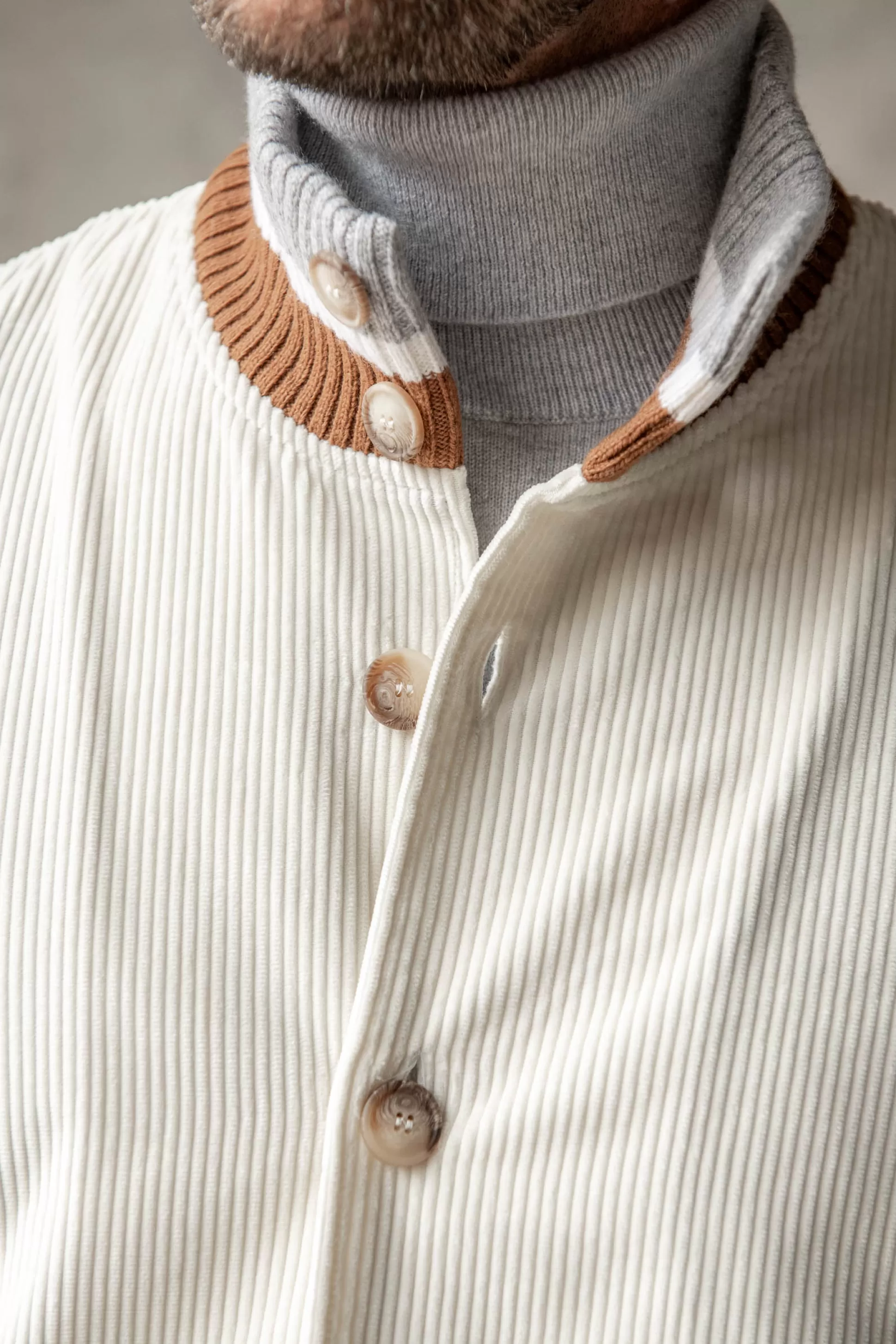 Off-White Knitted And Corduroy Bomber – Made In Italy | Pini Parma Best Sale