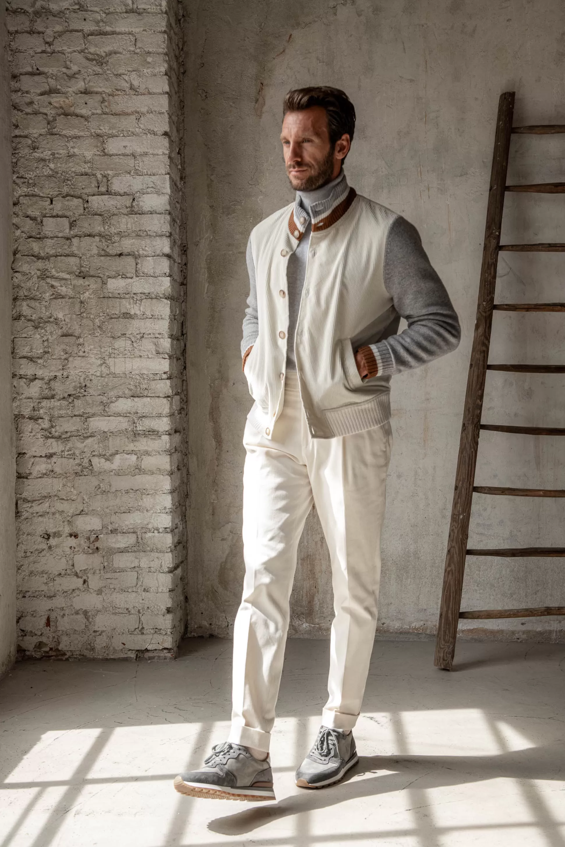 Off-White Knitted And Corduroy Bomber – Made In Italy | Pini Parma Best Sale