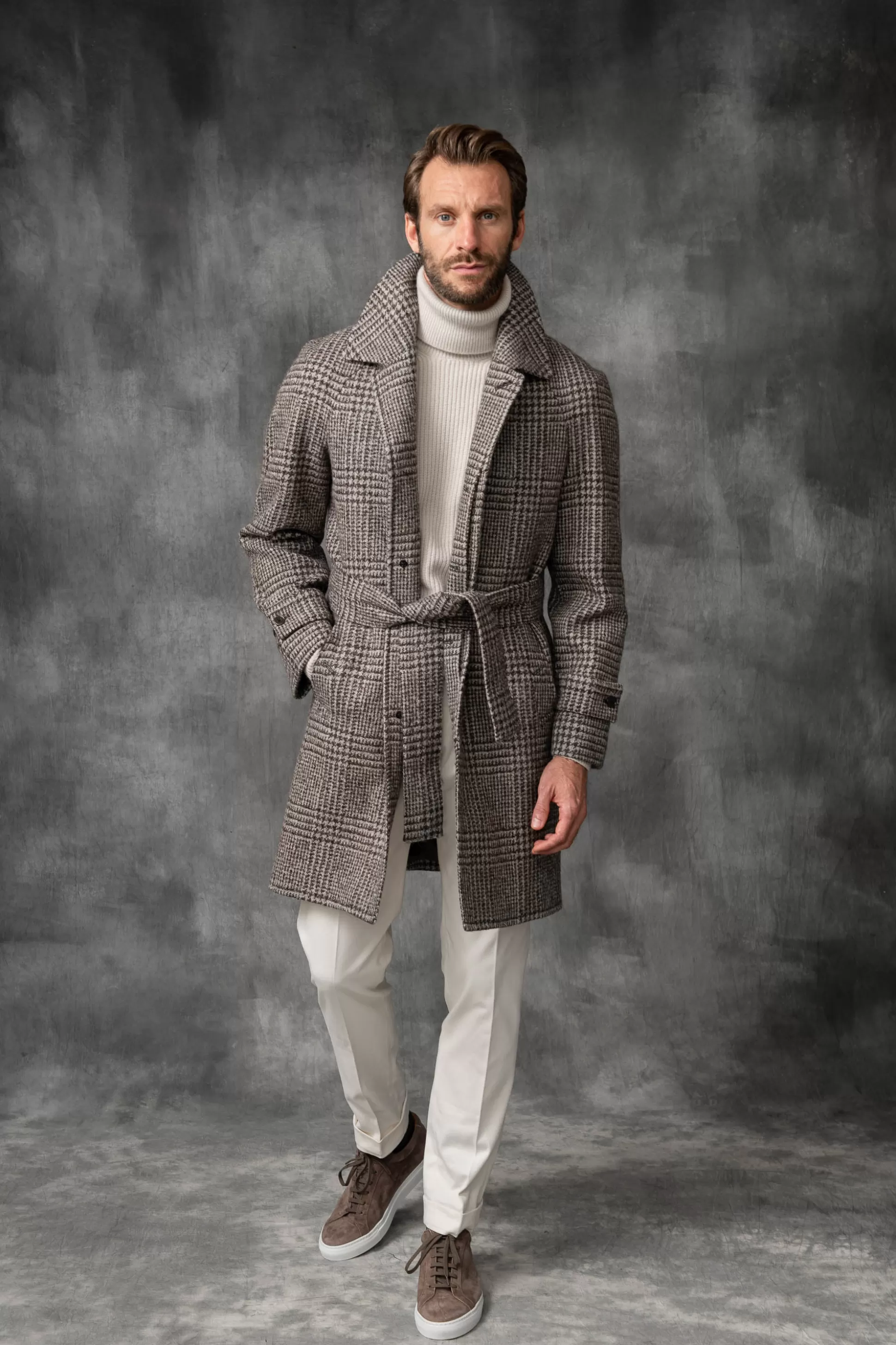 Prince Of Wales Alpaca Raglan Coat – Made In Italy | Pini Parma Fashion