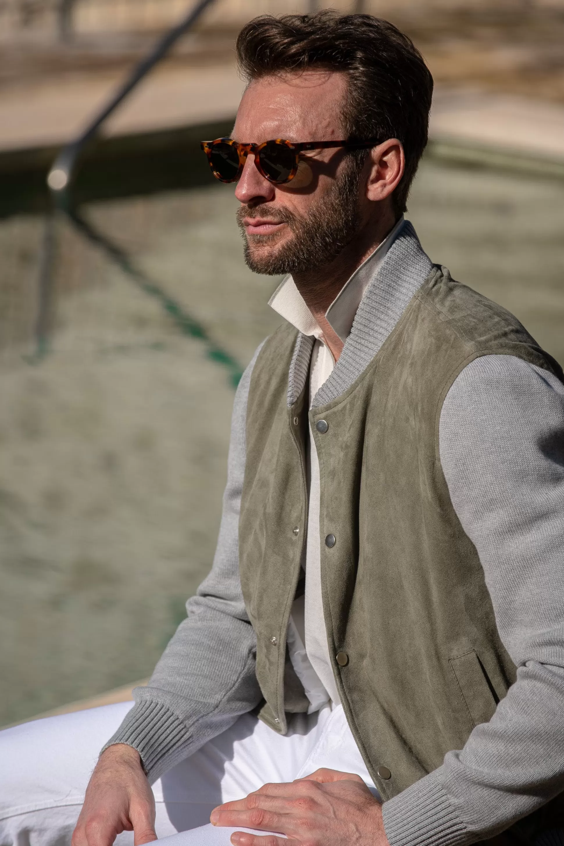 Sage Suede Knit Bomber – Made In Italy | Pini Parma Cheap