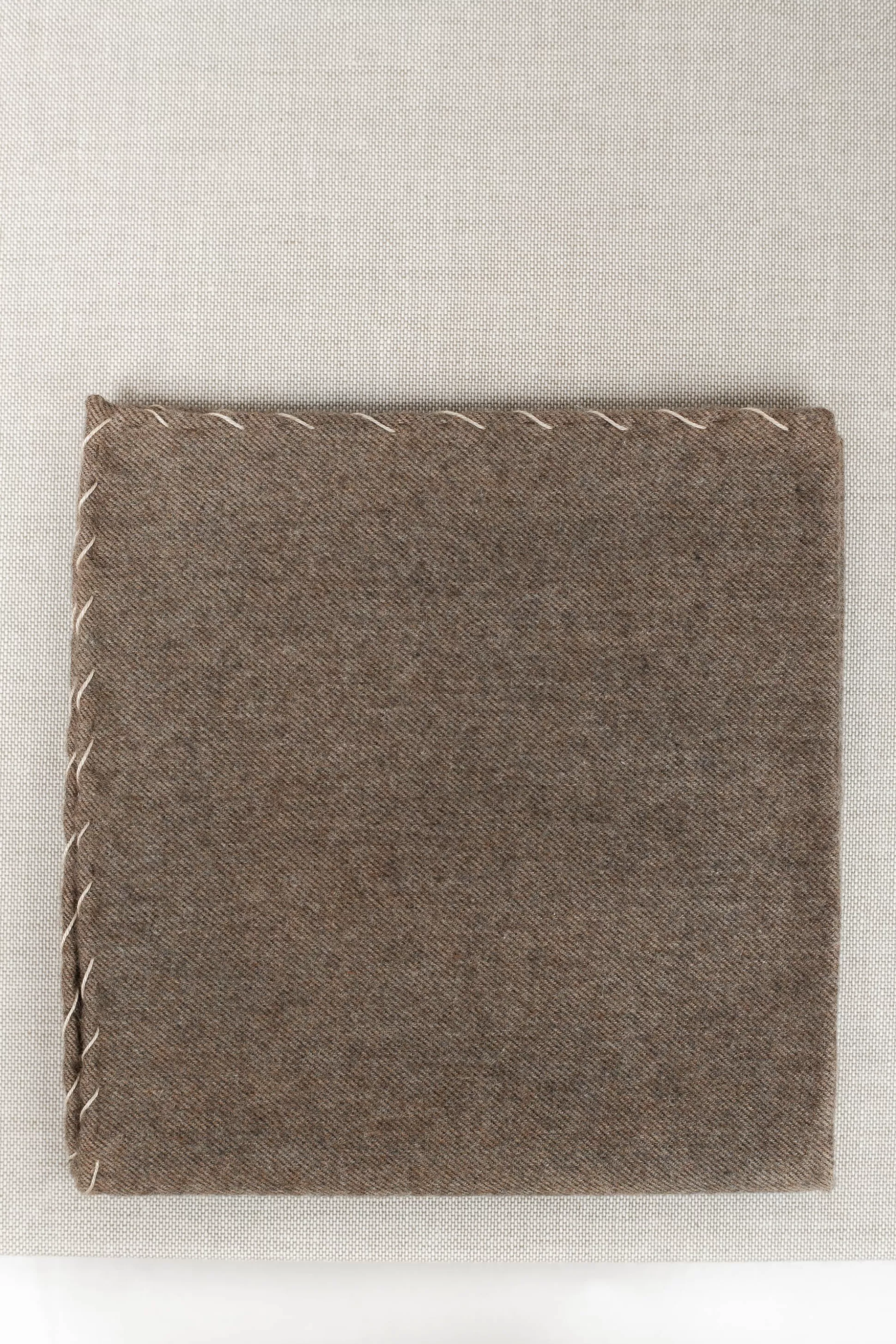 Taupe Flannel Cotton Pocket Square With Beige Edges - Made In Italy | Pini Parma Hot