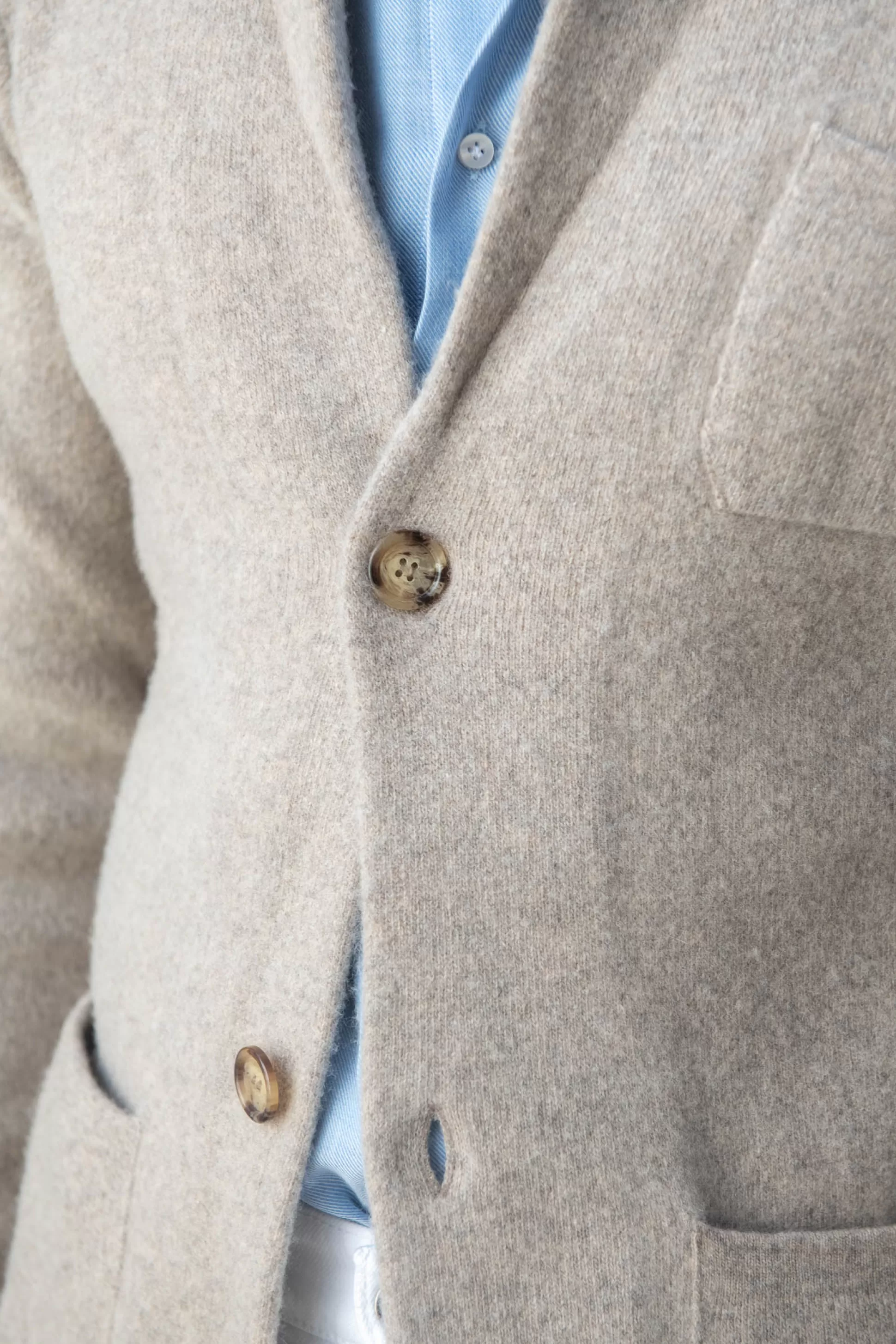 Taupe Knitted Jacket - Wool And Cashmere – Made In Italy | Pini Parma Online