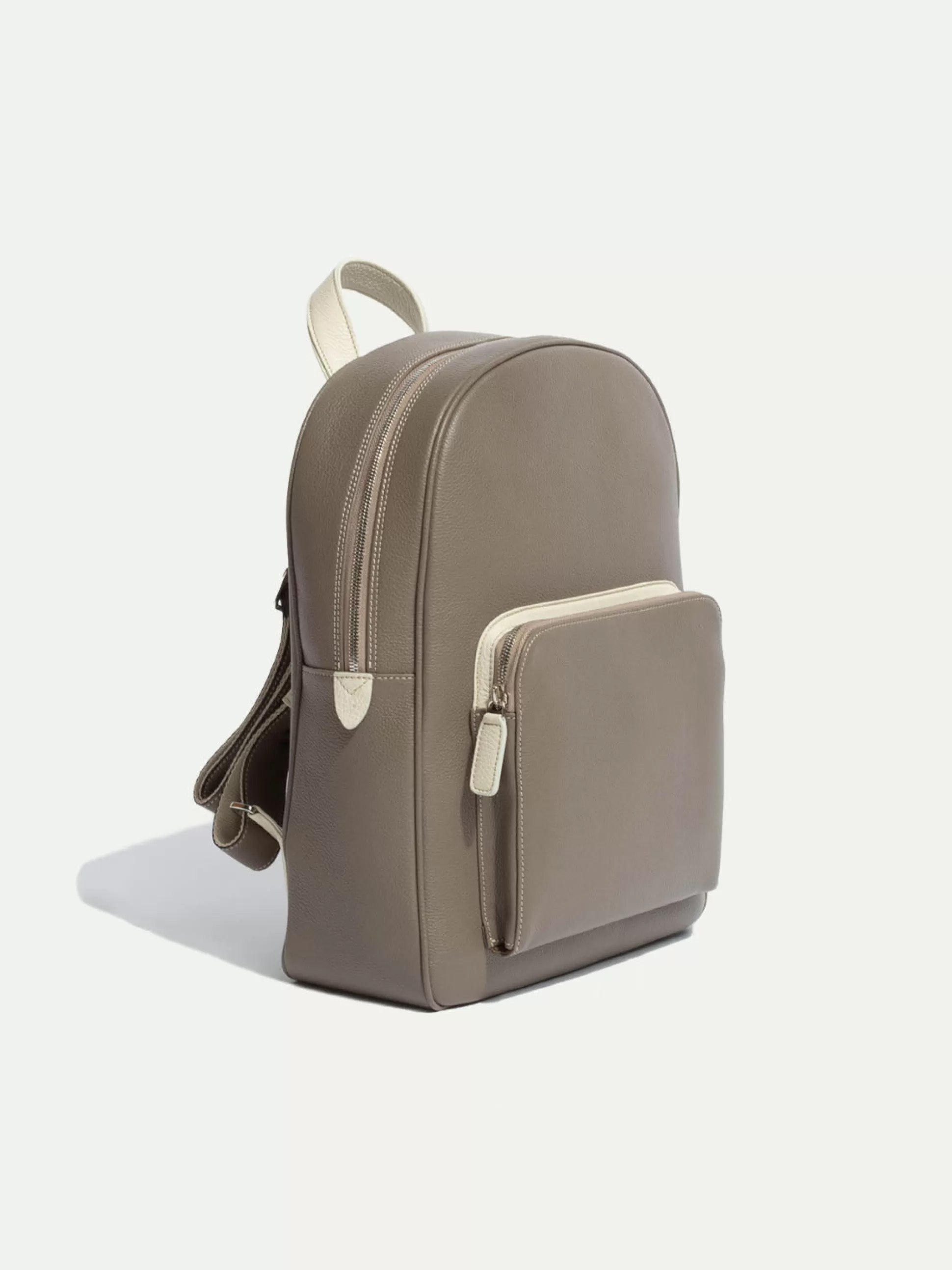 Taupe Leather Backpack - Made In Italy | Pini Parma Online