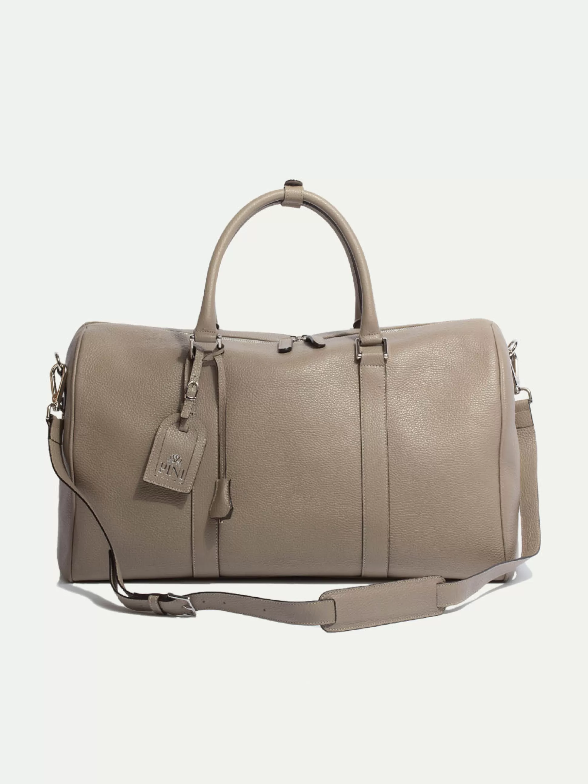 Taupe Leather Weekender Bag - Made In Italy | Pini Parma Cheap