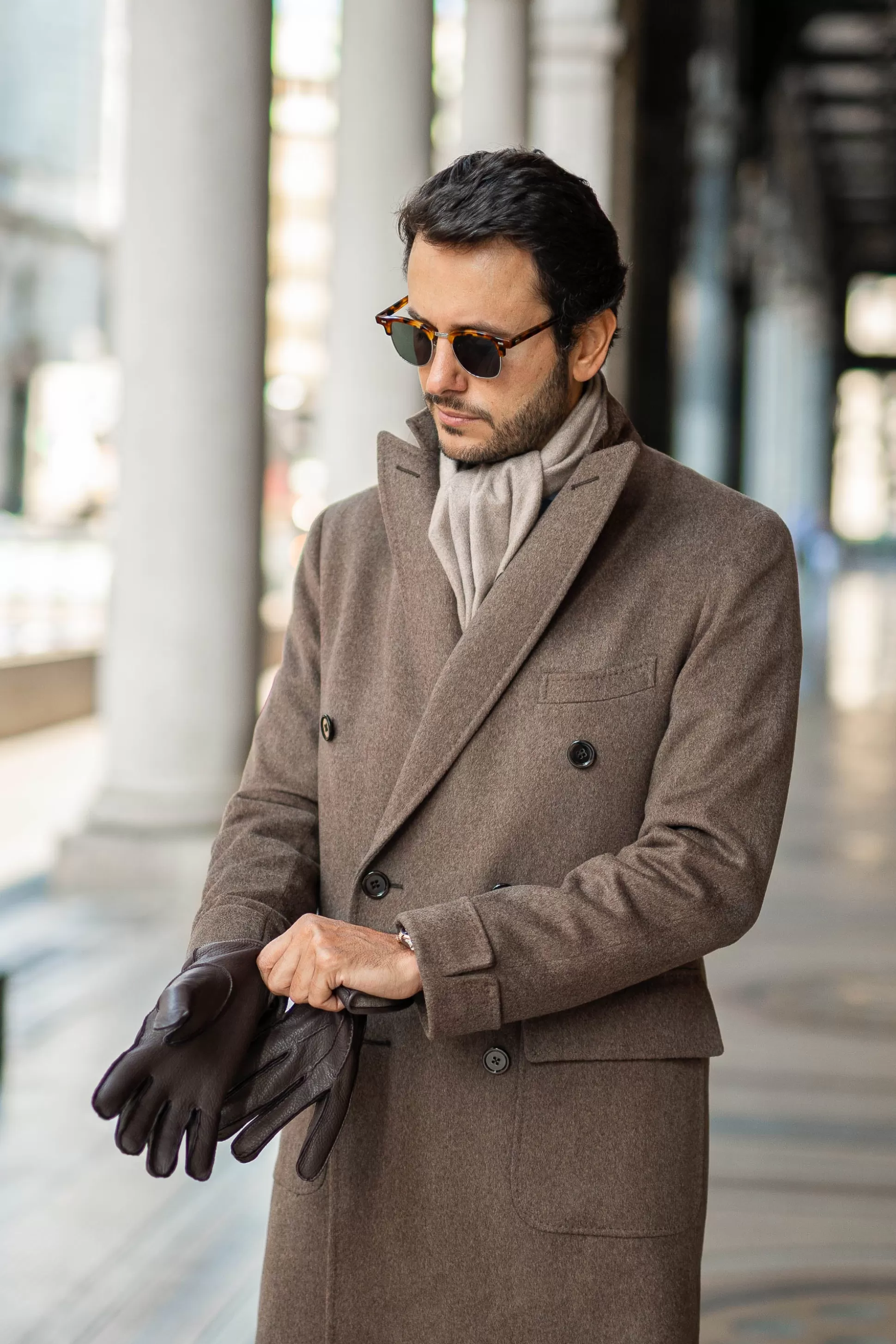 Taupe Polo Coat In Loro Piana Wool – Made In Italy | Pini Parma Discount