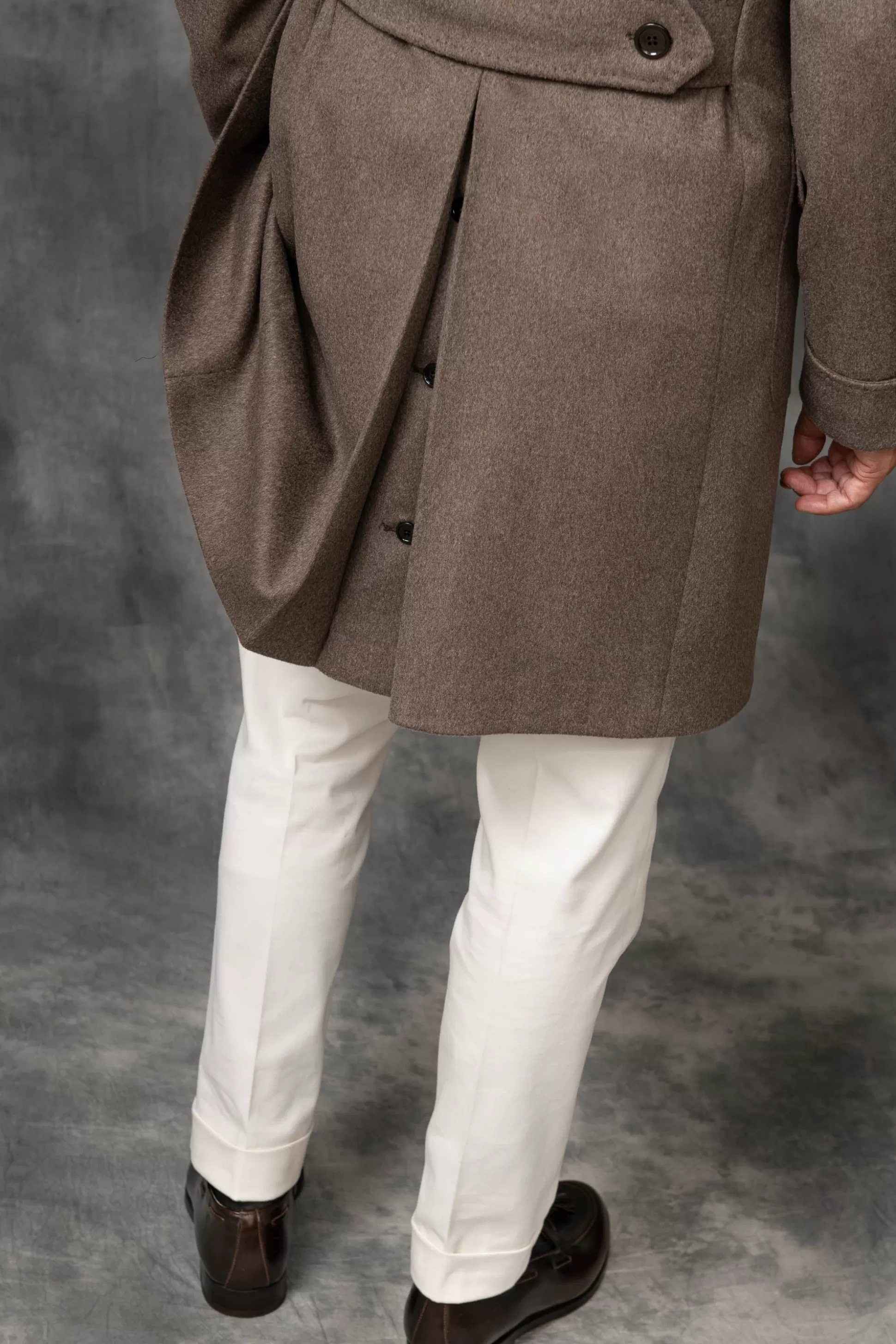 Taupe Polo Coat In Loro Piana Wool – Made In Italy | Pini Parma Discount