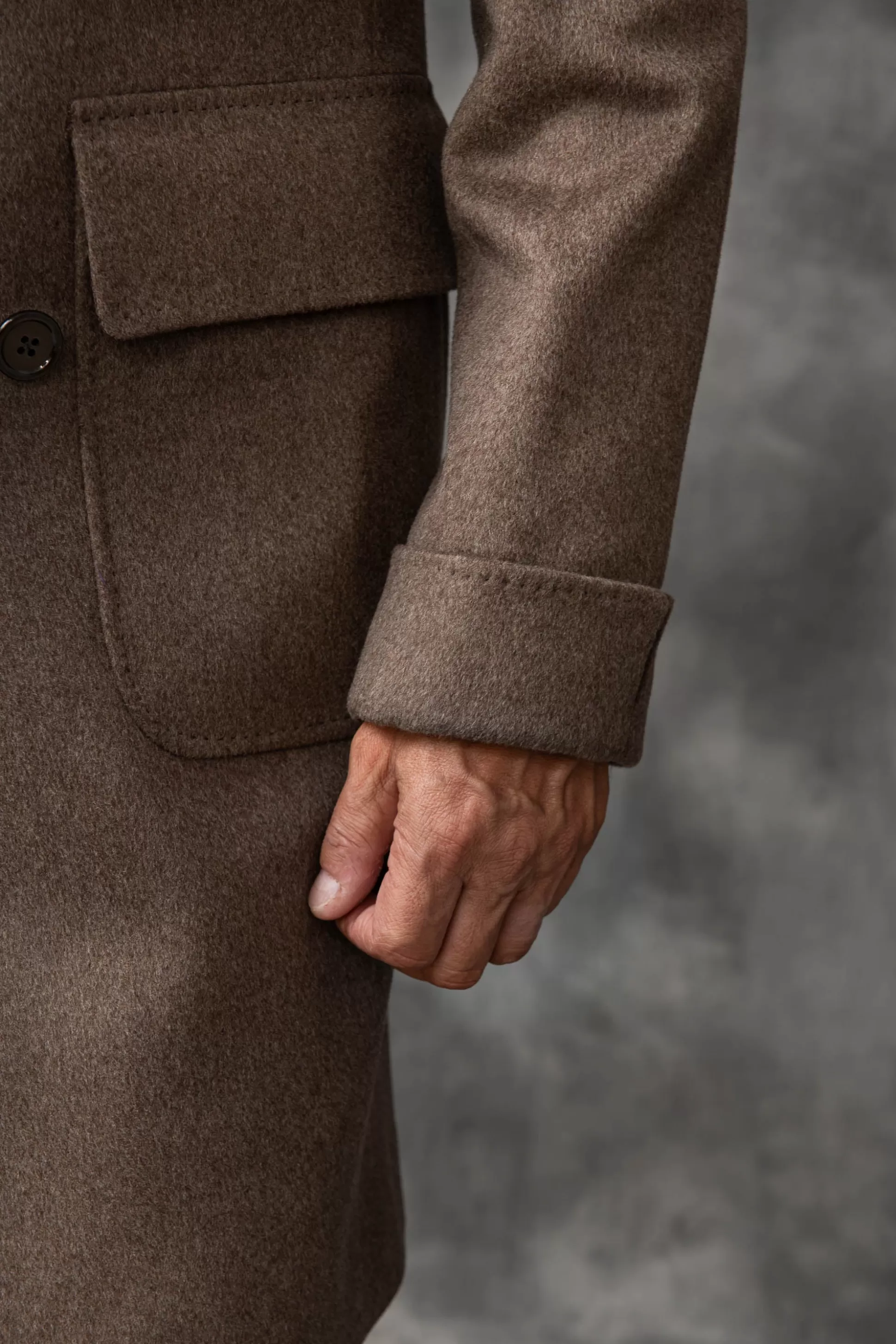Taupe Polo Coat In Loro Piana Wool – Made In Italy | Pini Parma Discount