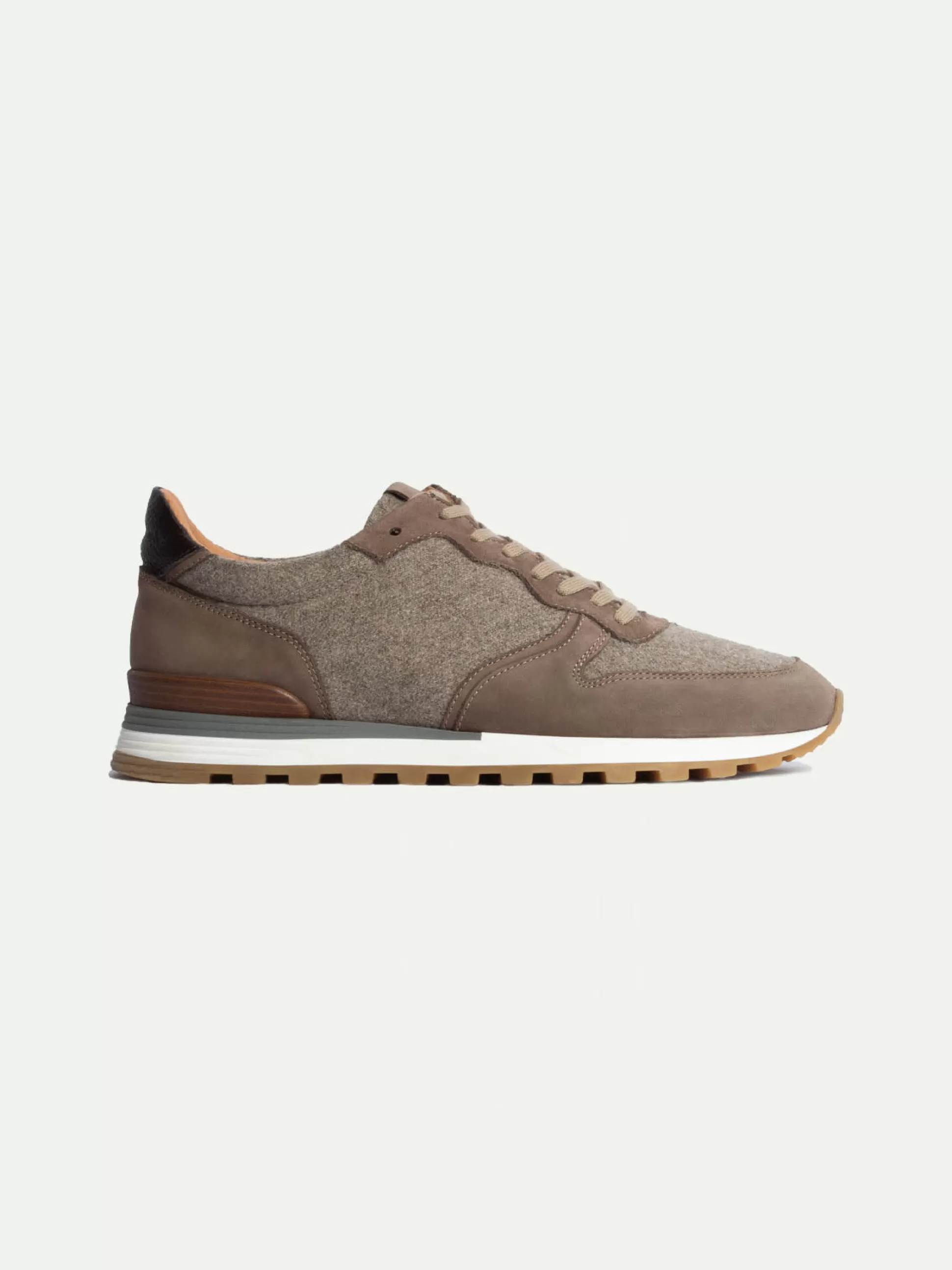 Taupe Suede And Flannel Runners - Made In Italy | Pini Parma Online