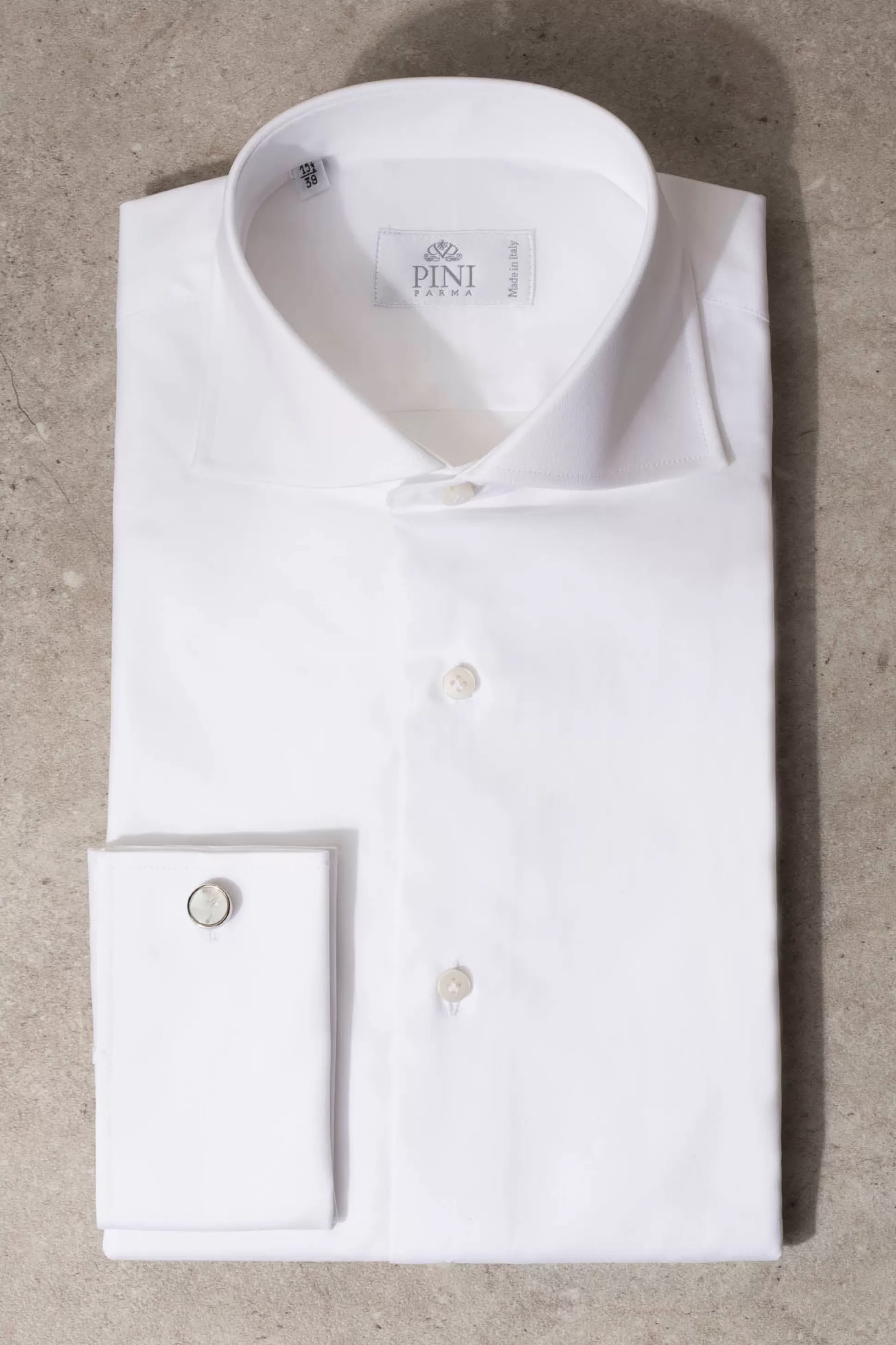 White Shirt With Double Cuff - Made In Italy | Pini Parma Online