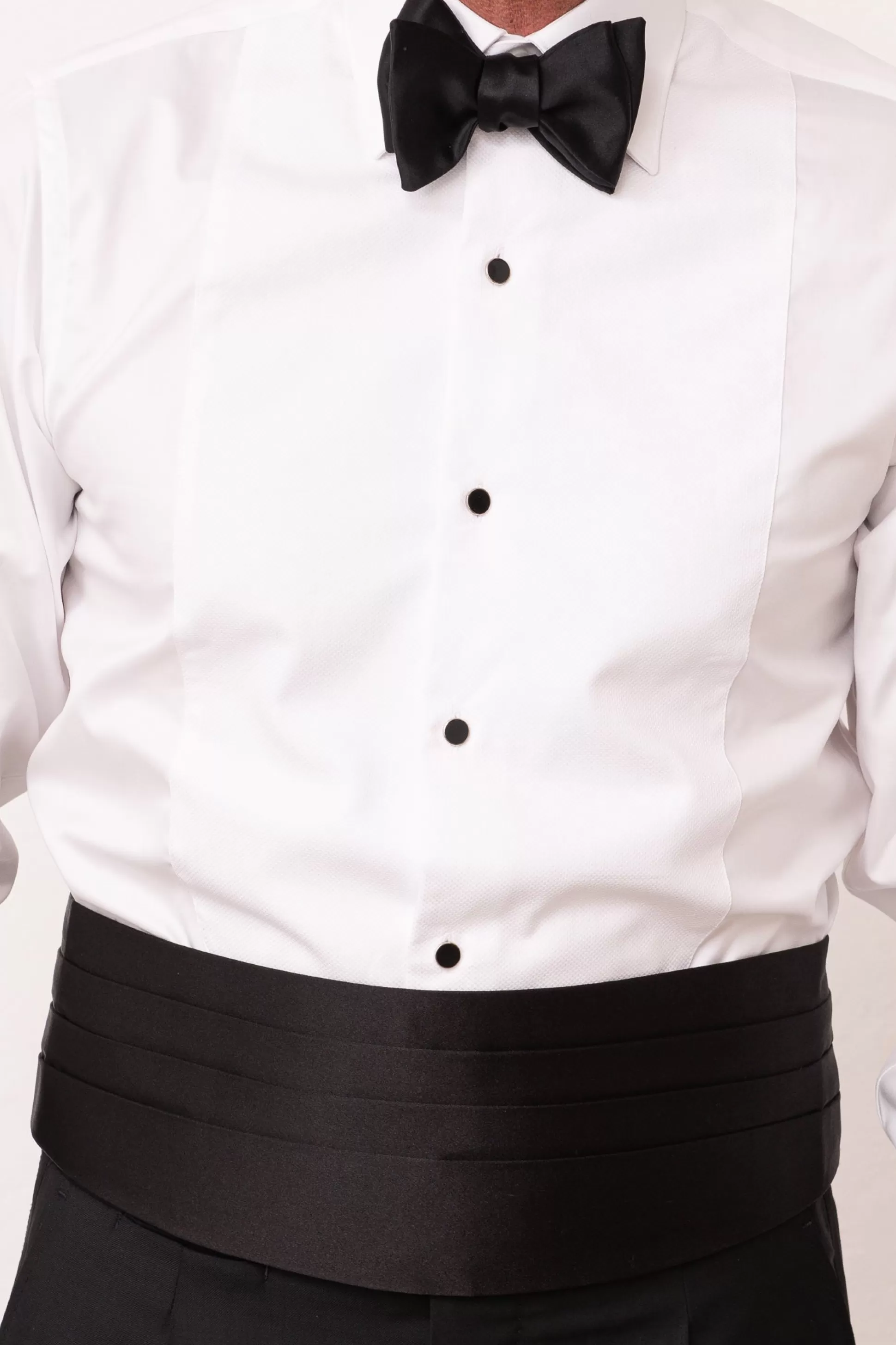 White Tuxedo Pique Bib Front Shirt - Made In Italy | Pini Parma Outlet