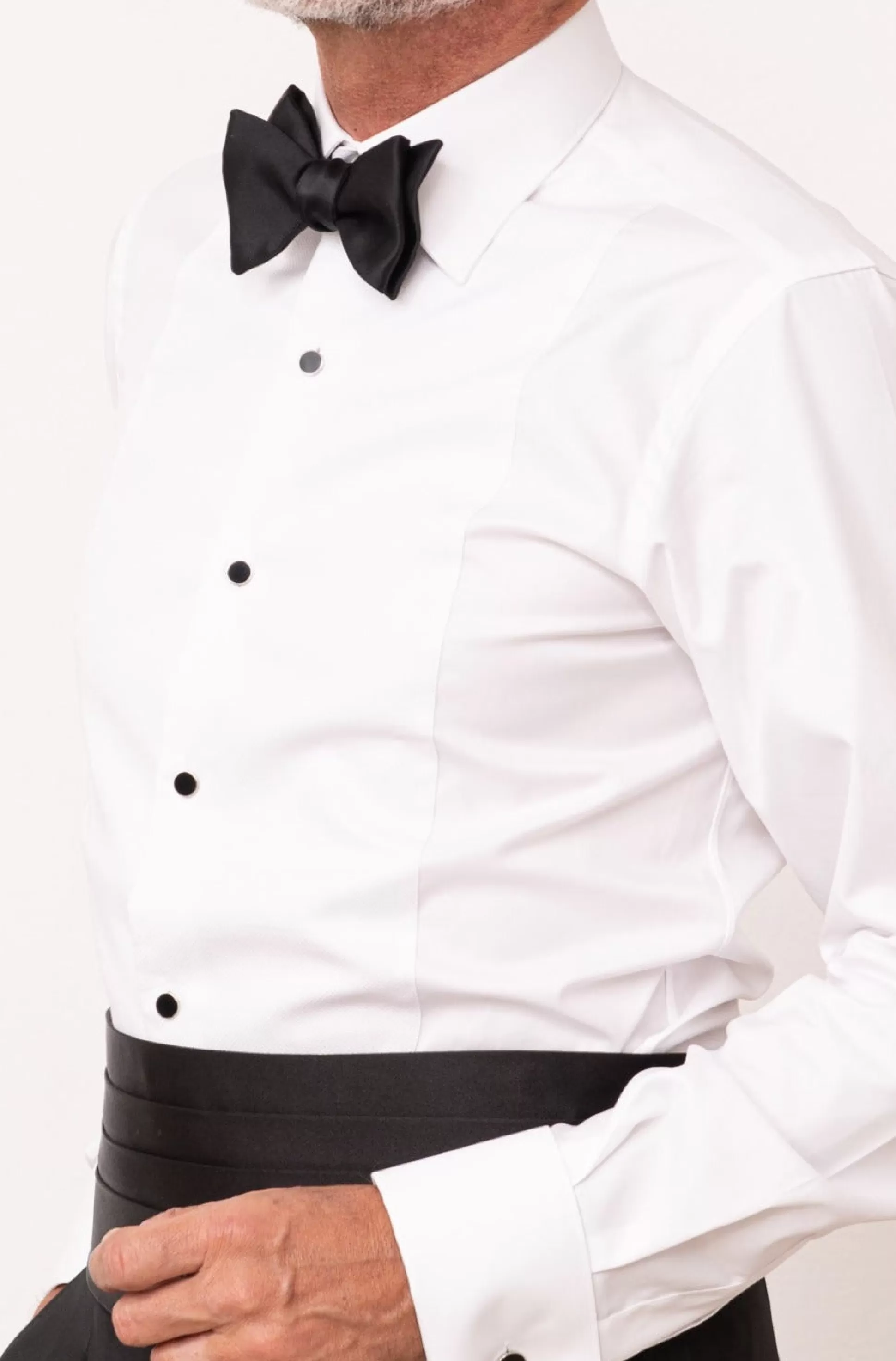 White Tuxedo Pique Bib Front Shirt - Made In Italy | Pini Parma Outlet